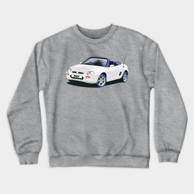 MG MGF Car in White Crewneck Sweatshirt by Webazoot